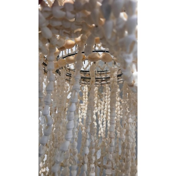 Vintage Seashell Cowrie Puka Shell Tiered Chandelier Boho Coastal Nautical Beach